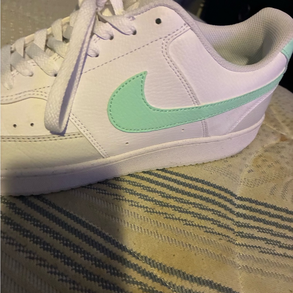 Nike White and Light Green Athletic Shoes
